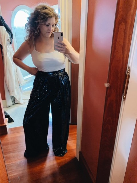 ASOS EDITION high waisted sequin wide leg pants