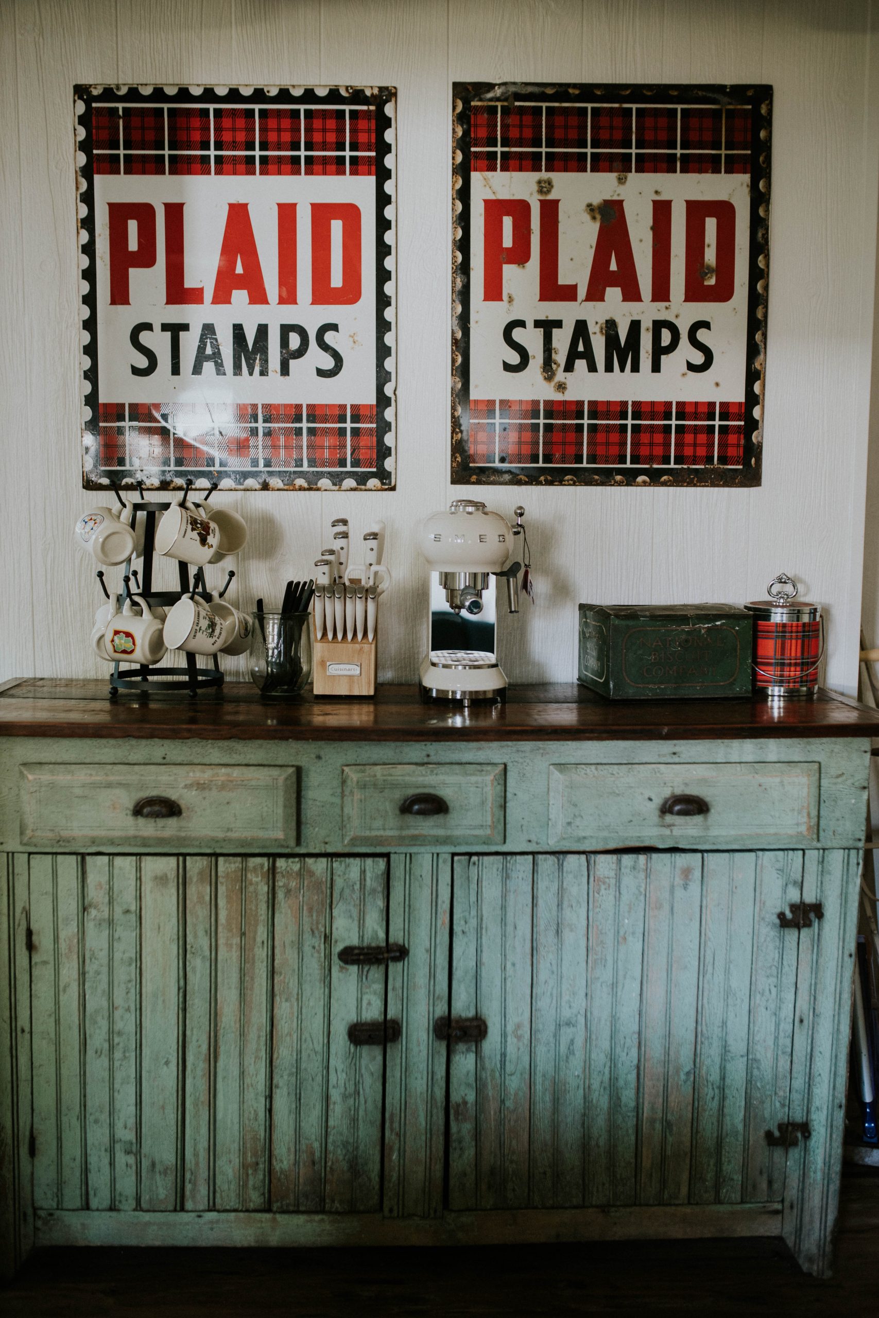 Vintage Plaid Stamps Sign