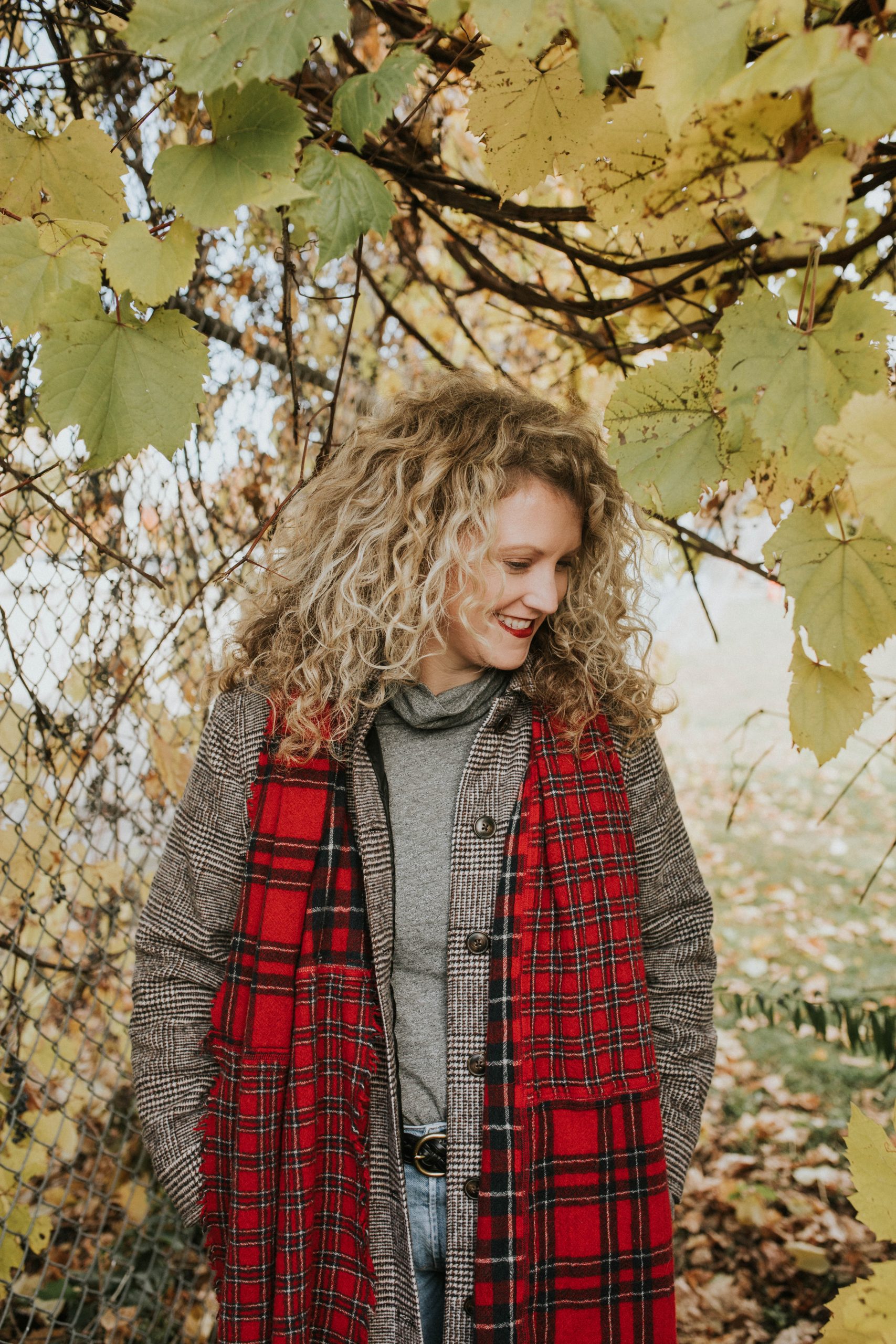 Plaid Madewell Coat and Scarf 